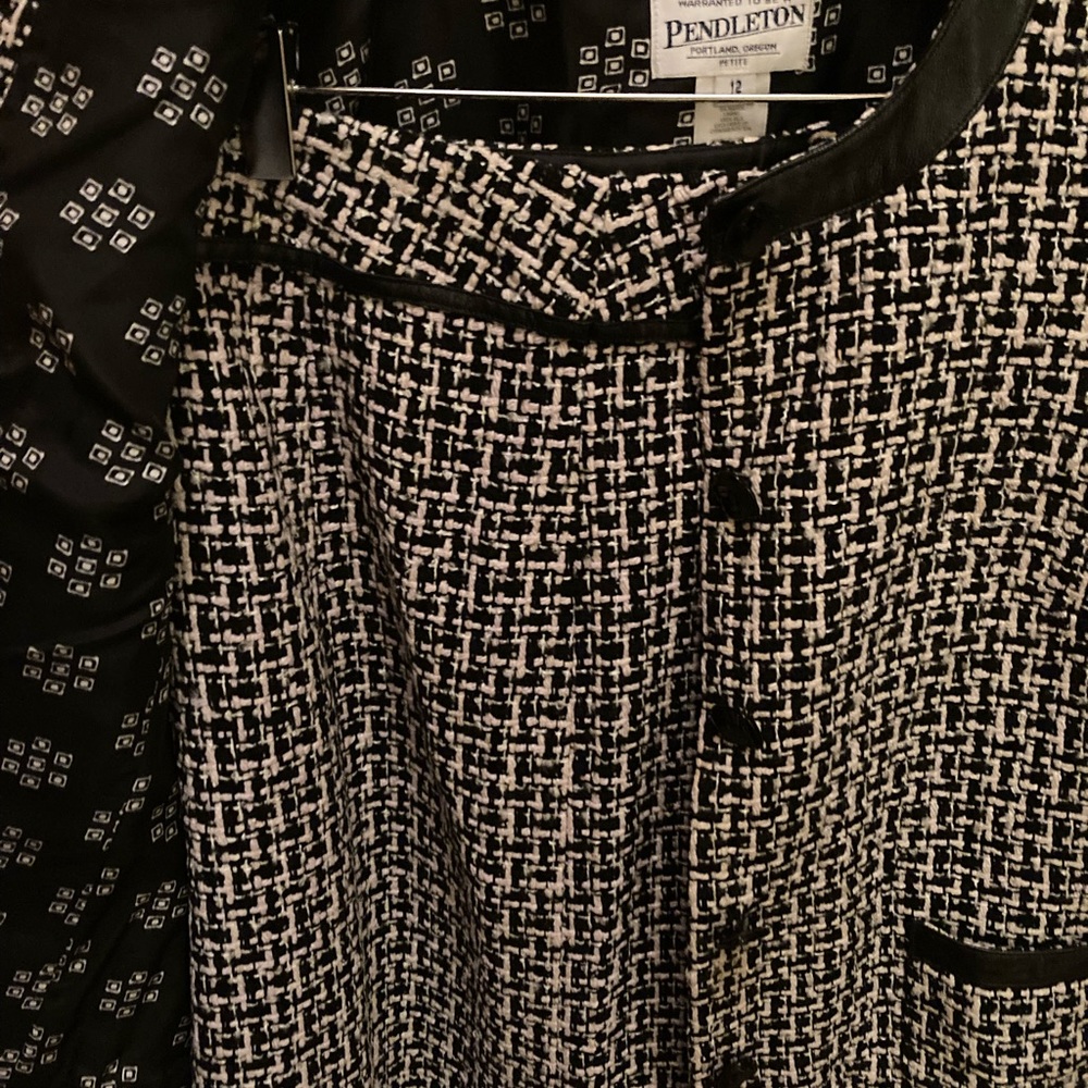 Suit With Skirt, Silk, Leather, Pendleton, 12p Ja… - image 6